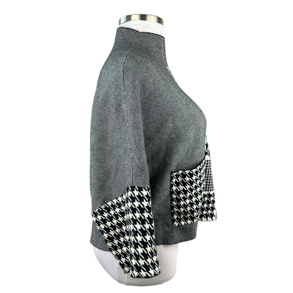 Joseph Ribkoff Houndstooth Herringbone Patchwork Knit Sweater Oversized Medium - Picture 9 of 10